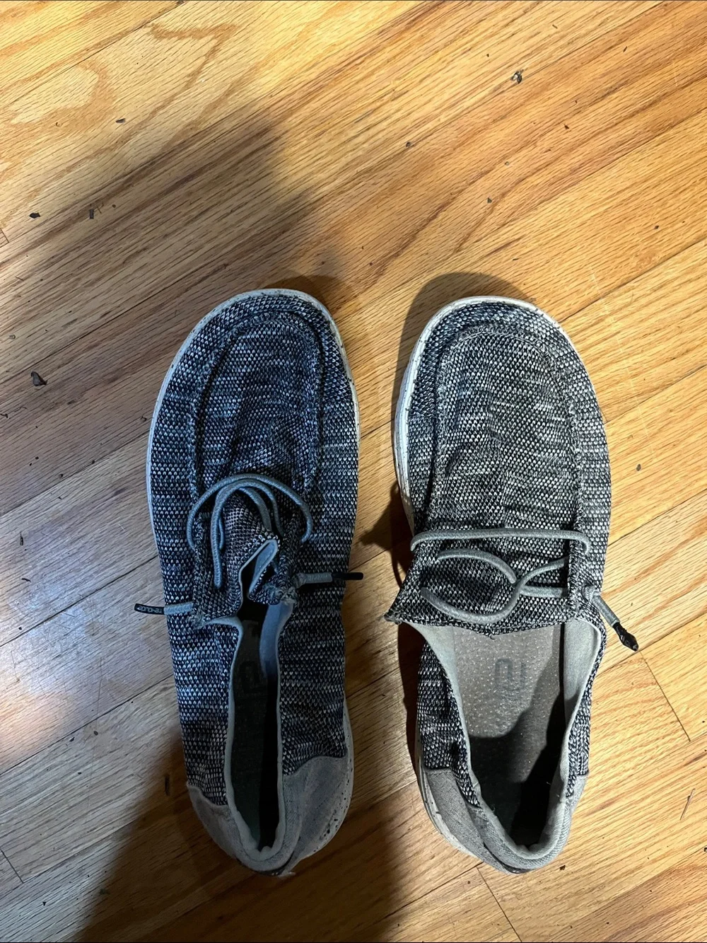 Hey Dude Men's Knit Lace-Up Loafers in Black and Gray